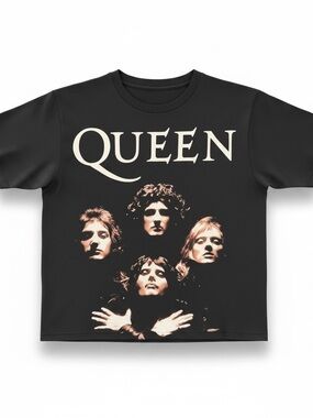 Queen Black Graphic Crop Tee